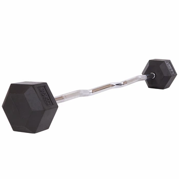 Штанга фиксированная изогнутая резиновая Rubber Hexagon Barbell 35кг Zelart (гриф l-95см) (TA-6231-35)