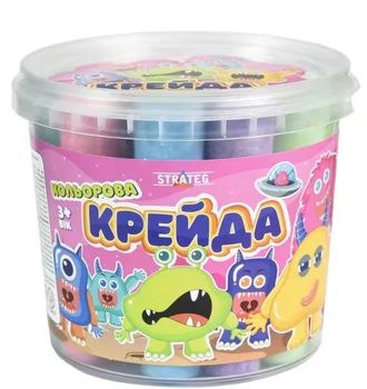 Мел Strateg Чудики Большой круглый разноцветный 16 шт (50138) (4823113877514)