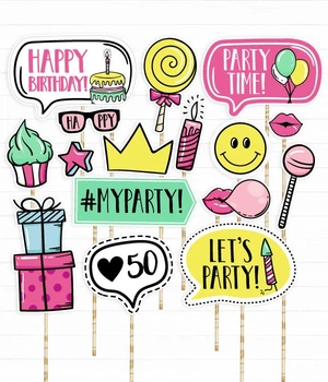 Набор фотобутафории Happy Moments "Happy Birthday Party" 16 шт (02323)