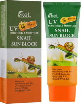 Солнцезащитный крем с экстрактом секрета улитки Ekel Snail Sun Block SPF50 PA+ 70ml (853625-888616-2)