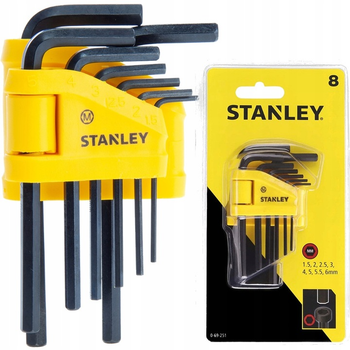 Набор Шестигранников (1,5, 2, 2,5, 3, 4, 5, 5,5, 6 мм) 8 шт STANLEY (0-69-251)