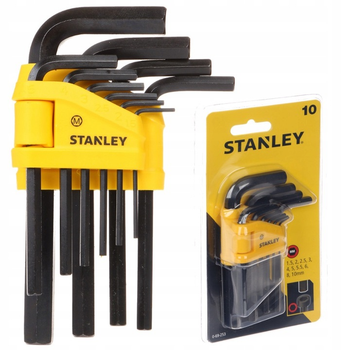 Набор Шестигранников (1,5, 2, 2,5, 3, 4, 5, 5,5, 6, 8, 10 мм) 10 шт STANLEY (0-69-253)
