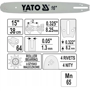 Шина на Бензопилу 40 см Для Цепи 3/8"; 56Z YATO (YT-84935)