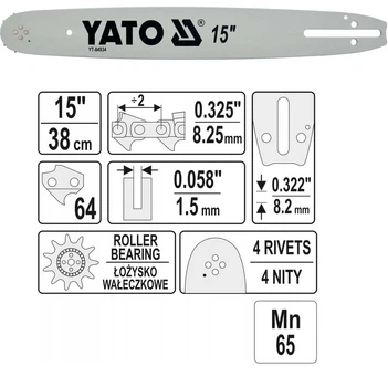 Шина Для Электропилы 38 см Для Режущей Цепи 0.325"; 64Z YATO (YT-84934)