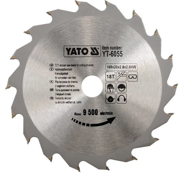 Диск Для Циркулярки по Дереву Ø 160 х 20 х 2.8 мм, 18 зубів YATO (YT-6055)