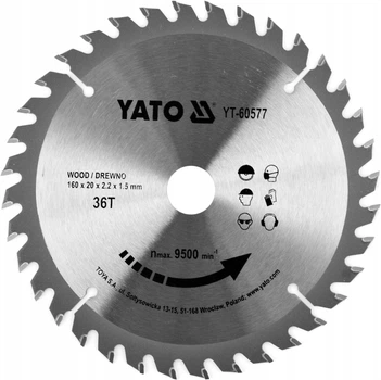Пильный Диск по Дереву Ø 160 х 20 х 2.2 мм, 36 зубьев YATO (YT-60577)