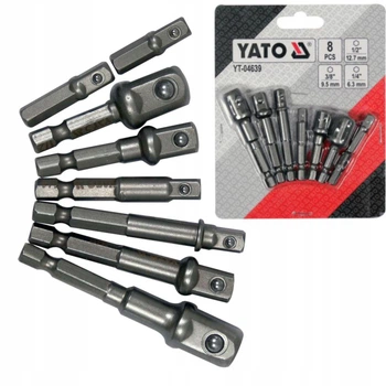 Набор Переходников и Адаптеров 1/4", 3/8", 1/2" 8 шт YATO (YT-04639)