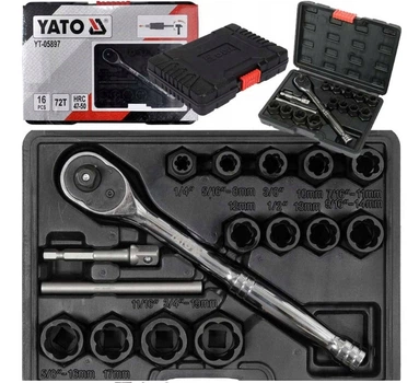 Набір Екстракторів Для Злизаних Болтів (М10-М19) 16 шт YATO (YT-05897)