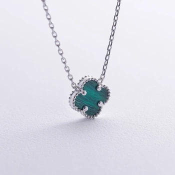 Срібна каблучка "Конюшина" з малахітом 181298 Онікс 43
