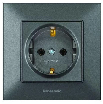 Розетка с заземлением Panasonic Arkedia Slim Дым WNTC0202-2DG