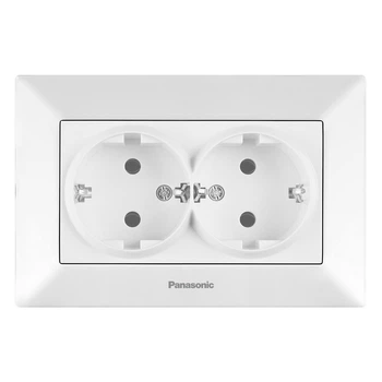 Розетка двойная с заземлением Panasonic Arkedia Slim белая WNTC0205-2WH