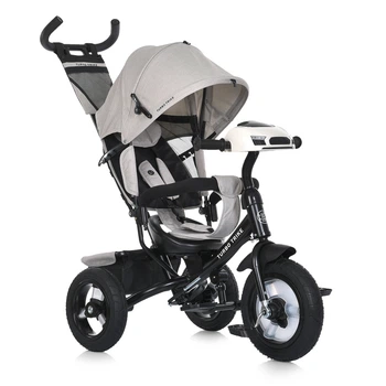 Дитячий триколісний велосипед Turbo Trike MT 1006-12, зі світлом, музикою та батьківською ручкою, сірий