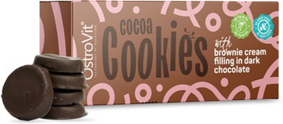 Печиво OstroVit Cocoa Cookies with Brownie Cream Filling in Dark Chocolate 128 г (5903933907000)