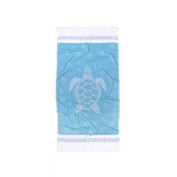 Полотенце Barine Pestemal Turtle 85*165 Mavi голубой (svt-2000022223478)