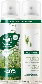 Сухий Шампунь для очищення волосся Klorane Oat Milk Extra Soft Dry Lot 2 x 150 мл (3282779382458) 