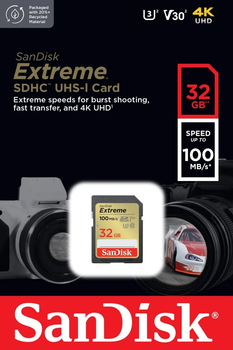 Карта памяти SanDisk Extreme SDHC UHS-I 32GB (SDSDXVT-032G-GNCIN)