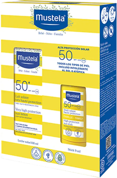 Zestaw Mustela Mleczko do opalania SPF50 100 ml + Sztyft do opalania SPF 50 9 ml (8436034154136)