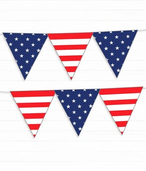 Гирлянда из флажков для американской вечеринки "Stars and stripes" 12 флажков (03136)