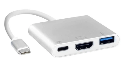 Док-станція хаб S0733 USB 3.1 Type-C - HDMI USB 3.0 Type-C F кабель 0.1м OEM Silver