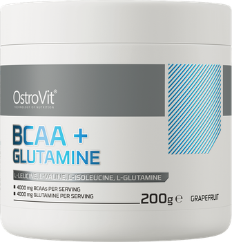 Aminokwas OstroVit BCAA + Glutamina 200 g Grejpfrut (5903246227505)