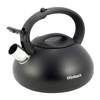 Чайник Ofenbach KM-100302 для индукции и газа 2.5 л из нержавеющей стали со свистком и нейлоновой ручкой черный (33-84-100302)