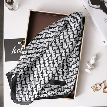 Женский платок бандана шарф повязка на шею сумку голову Honey Fashion Accessories черный (12-178)