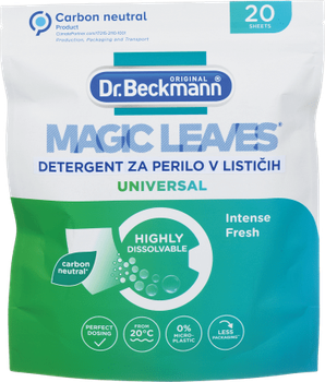 Еко-порошок у серветках для прання Dr. Beckmann MAGIC LEAVES Waschmittel-Blatter Universal Laundry detergent sheets, 25 шт