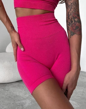 Спортивные женские удлиненные шорты Hot с двойным пуш-ап эффектом и хорошей утяжкой для фитнеса, танцев, йоги M Розовый (MS03000HM)
