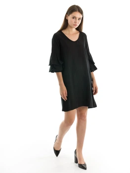 Сукня з подвійним воланом BEBE PLUS 21546 S (38598S) Чорний