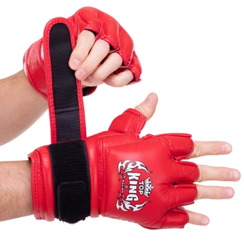 Рукавички для змішаних єдиноборств MMA розмір S на липучці TOP KING Extreme червоний TKGGE