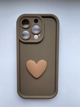 Чехол для телефона Iphone 15 Pro 3D Love Heart Brown