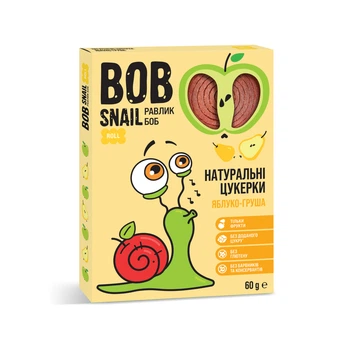 Цукерки натуральні Яблучно-Грушеві Bob Snail 60 г (19203815)