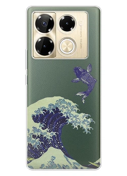 Прозрачный силиконовый чехол iSwag для Infinix Note 40 Pro с рисунком - Большая волна в Канагаве (ISIN40PR75)