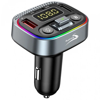 Автомобильный FM-трансмиттер ресивер Aspiring Wave 8 PD 48W LED Bluetooth DSP QC3.0 USB-C Вольметр Silver-Black (WA.6002)