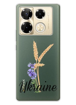 Infinix Note 40 Pro прозрачный силиконовый чехол iSwag с украинским дизайном - Украинские васильки и пшеница (ISIN40PR-85)