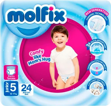 Подгузники-трусики Molfix 5 junior (12-17 кг) 24 шт (8690536842636)