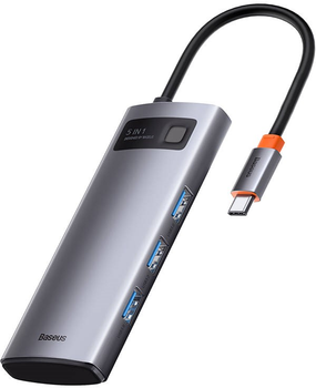 Адаптер Хаб USB-C 5в1 Baseus 3 x USB 3.0 + HDMI + USB-C PD Gray (WKWG020013)