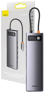 Хаб USB-C 12в1 Baseus Metal Gleam Series Gray (WKWG020213)
