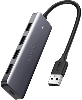 Адаптер Хаб USB 4в1 Ugreen 4 x USB 3.0 + USB-C Gray (6957303804375)