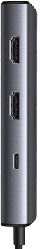 Адаптер Хаб USB 6в1 Ugreen 2 x USB 3.0 + USB-C + 2 x HDMI + PD Gray (6941876218523)