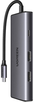 Адаптер Хаб USB 7в1 Ugreen 2 x USB-A 3.2 + USB-C 3.2 + SD/TF + PD Gray (6941876215317)