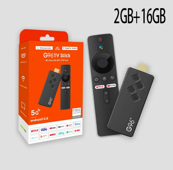 Смарт ТВ-приставка стік/медіаплеєр G96 8K Android 13 з 5G WIFI BT5.0 і голосовим управлінням + пульт ДУ, 2GB+16GB, чорна (85960287)