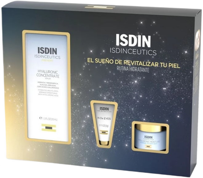 Набір для догляду за обличчям Isdin Isdinceutics Hyaluronic Концентрат-сироватка для обличчя 30 мл + Очищувальна олія для обличчя 27 мл + Крем для шкіри навколо очей 3 г (8429420276444)