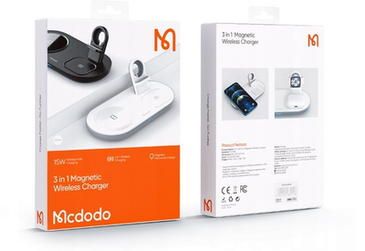 Бездротова зарядка Mcdodo 3в1 телефон/TWS/Apple Watch 15W Black (6921002670630)