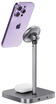 Бездротова зарядка INVZI 3в1 MagFree для iPhone, iWatch, Airpods Grey (602309980115)