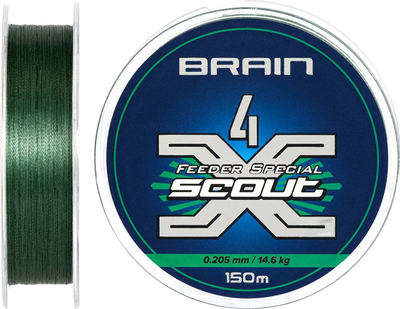 Шнур Brain Scout 4X 150 м (deep green) 0.205 мм 14.6 кг (18585532)