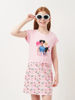 Детское летнее платье для девочки Disney Barbie EX1087 110-116 см Розовое (3609086877383)