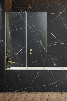 Стеклянная шторка для ванны RADAWAY Furo Brushed Gold PND II 100 левая 10109538-99-01L+10112494-01-01