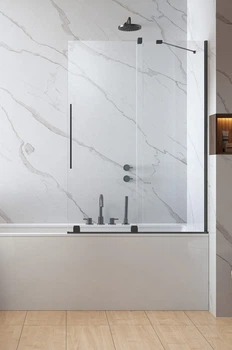 Стеклянная шторка для ванны RADAWAY Furo Brushed GunMetal PND II 140 правая 10109738-92-01R+10112694-01-01