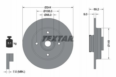 Тормозные диски TEXTAR 92305403 Peugeot 2008; Citroen C3; Opel Crossland X 1623835180, 39181957